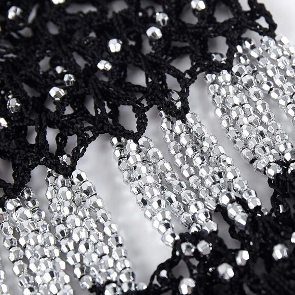 1920s Shawl Wraps Gatsby Beaded Evening Cape Bridal Shawl Bolero Flapper Cover U - Picture 5 of 7